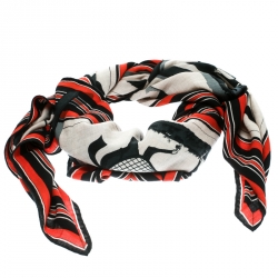 Pre Owned Hermes Multicolor Couvertures et Tenues de Jour Printed Cashmere and Silk Scarf