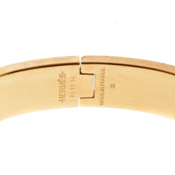 Pre Owned Hermes Clic Clac H Cream Enamel Gold Plated Narrow Bracelet PM