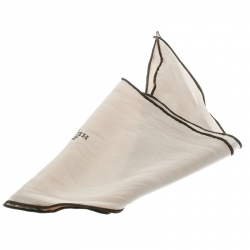 Pre Owned Hermes Beige Silk Contrast Edged Logo Print Mini Losange Scarf