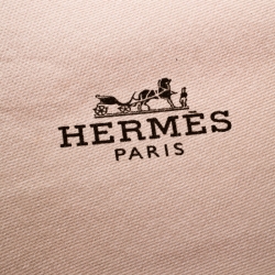 Pre Owned Hermes Beige Silk Contrast Edged Logo Print Mini Losange Scarf