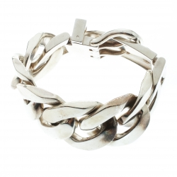 Pre Owned Hermes Boucle Sellier Silver Chain Link Bracelet TGM