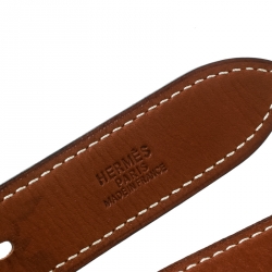 Pre Owned Hermes Two Tone Brown Leather Double Etriviere Belt 75 CM