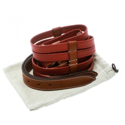 Pre Owned Hermes Two Tone Brown Leather Double Etriviere Belt 75 CM