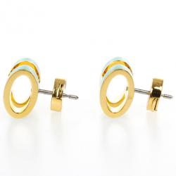 Pre Owned Hermes Pop H Green Lacquer Earrings