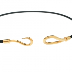 Pre Owned Hermes Jumbo Hook Black Cord Double Wrap Bracelet
