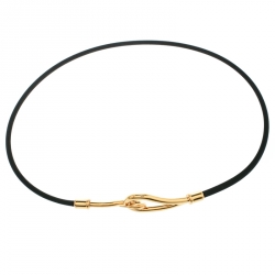 Pre Owned Hermes Jumbo Hook Black Cord Double Wrap Bracelet