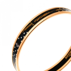 Pre Owned Hermes Multicolor Printed Enamel Gold Plated Narrow Bangle Bracelet