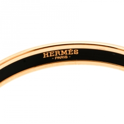 Pre Owned Hermes Multicolor Printed Enamel Gold Plated Narrow Bangle Bracelet
