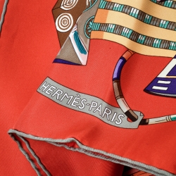 Pre Owned Hermes Multicolor Voyage en Etoffes Printed Silk Square Scarf