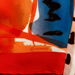 Pre Owned Hermes Orange Sur Les Rives Du Leman Printed Silk Square Scarf