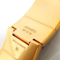 Hermes Charniere Printed Enamel Gold Plated Wide Uni Bracelet 