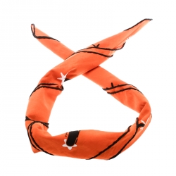 Pre Owned Hermes Orange Spurs Printed Cotton Square Scarf