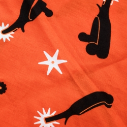 Pre Owned Hermes Orange Spurs Printed Cotton Square Scarf