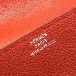 Pre Owned  حافظة بطاقات هيرمس دوغون معدن بالبلاديوم جلد توغو فيرميلون حمراء