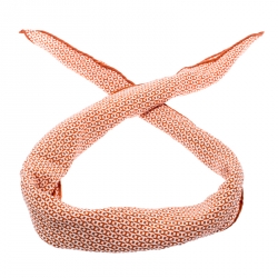 Pre Owned Hermes Orange and White H Printed Silk Diamond Neck Scarf