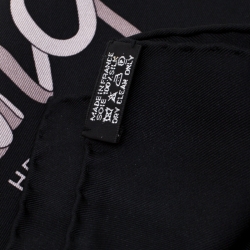 Pre Owned Hermes Black Printed Silk Boogie Woogie Square Scarf