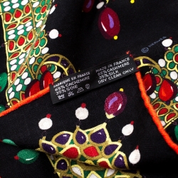 Pre Owned Hermes Multicolor Jewel Print Parures des Maharajas Cashmere and Silk Shawl 