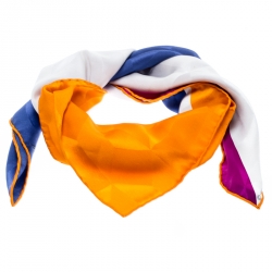Pre Owned Hermes Multicolor Colorblock 3D Square Patterned Silk Square Scarf