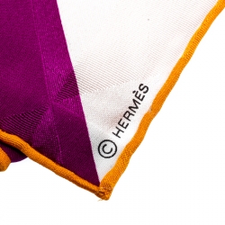 Pre Owned Hermes Multicolor Colorblock 3D Square Patterned Silk Square Scarf