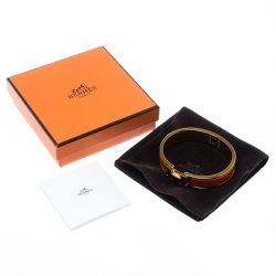 Pre Owned Hermes Clic Clac H Orange Enamel Gold Plated Narrow Bracelet PM
