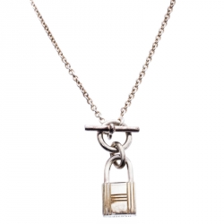 Pre Owned Hermes Cadenas Kelly Sterling Silver Pendant Necklace