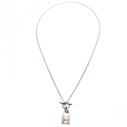 Pre Owned Hermes Cadenas Kelly Sterling Silver Pendant Necklace