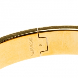 Pre Owned Hermes Clic Clac H Rouge de Chine Enamel Gold Plated Narrow Bracelet PM