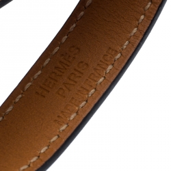 Pre Owned Hermes Kelly Double Tour Grey Leather Gold Plated Wrap Bracelet