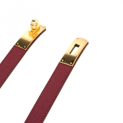 Pre Owned Hermes Rouge Casaque  Epsom Leather Gold Hardware Kelly Belt Size 96.5cm