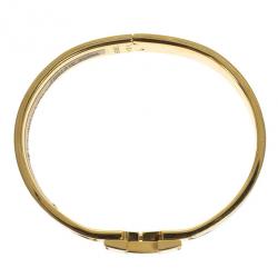 Pre Owned Hermes Clic Clac H White Enamel Gold Plated Bracelet