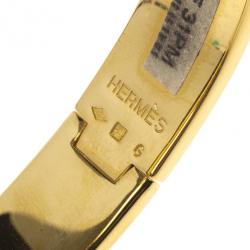 Pre Owned Hermes Clic Clac H White Enamel Gold Plated Bracelet