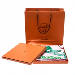 Pre Owned Hermes Pink Printed Silk La Maison des Oiseaux Parleurs Square Scarf 