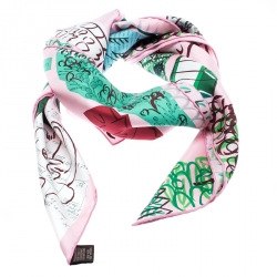 Pre Owned Hermes Pink Printed Silk La Maison des Oiseaux Parleurs Square Scarf 