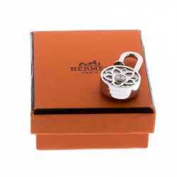 Pre Owned Hermes Palladium Plated Lotus Cadena Lock Charm