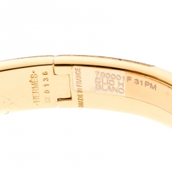 Pre Owned Hermes Clic Clac H White Enamel Gold Plated Narrow Bracelet PM