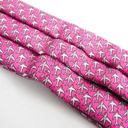 Pre Owned Hermes Pink Flying Bird Printed Ascot Silk Tie Scarf 