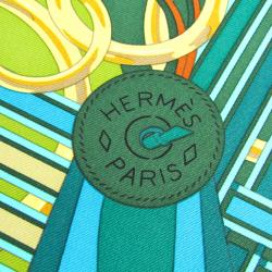 Pre Owned Hermes Green Printed Brides et Gris-Gris Silk Square Scarf 