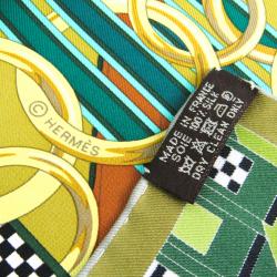 Pre Owned Hermes Green Printed Brides et Gris-Gris Silk Square Scarf 