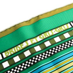 Pre Owned Hermes Green Printed Brides et Gris-Gris Silk Square Scarf 
