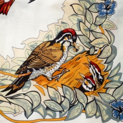 Pre Owned Hermes Cream Jungle Love Print Cashmere and Silk Square Shawl  