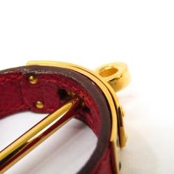 Pre Owned Hermes Kelly Red Leather Gold Plated Scarf Ring