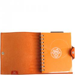 Hermes Orange Taurillon Clemence Leather Mini Ulysse Notebook Cover