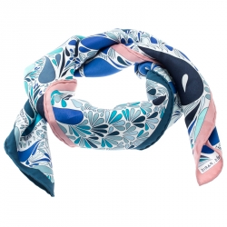 Pre Owned Hermes Blue Millefleurs Du Mexique Printed Silk Square Scarf