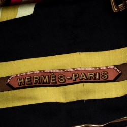 Pre Owned Hermes Vintage Les Sangles Printed Cashmere and Silk Shawl 