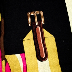 Pre Owned Hermes Vintage Les Sangles Printed Cashmere and Silk Shawl 