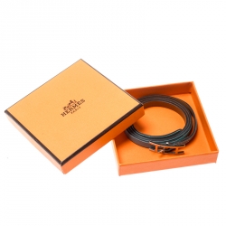 Pre Owned Hermes Hapi 3 Light Blue Leather Palladium Plated Wrap Bracelet M