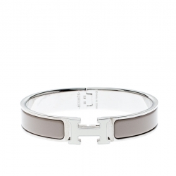 Hermes Narrow Clic H Bracelet (Navy/Palladium Plated) - GM