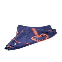 Pre Owned Hermes Blue Les Clefs Printed Silk Square Scarf