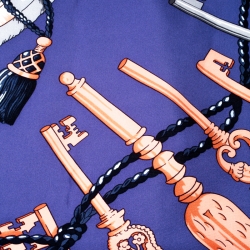 Pre Owned Hermes Blue Les Clefs Printed Silk Square Scarf