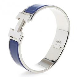 مملوكة مسبقًا Hermes Clic Clac H Prune Enamel Wide Bracelet GM 18.5 CM